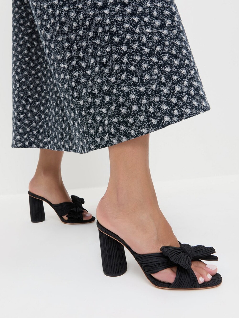 NWT Loeffler Randall Penny Black Pleated Bow Heels